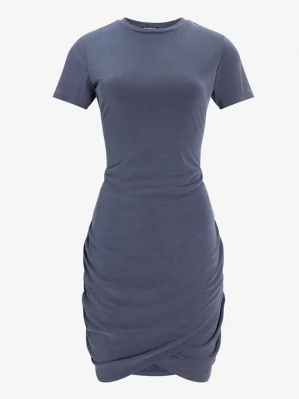 NWT Express Silky Sueded Jersey Ruched Slate Blue T-Shirt Mini Dress Size XS